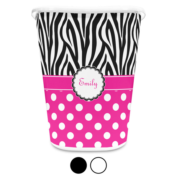 Zebra Print & Polka Dots Personalized Trash Can