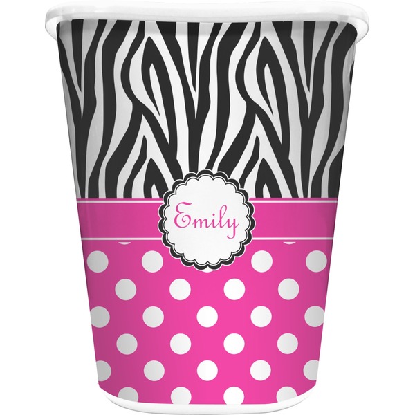 Custom Zebra Print & Polka Dots Waste Basket (Personalized)