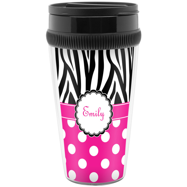 Custom Zebra Print & Polka Dots Acrylic Travel Mug without Handle (Personalized)