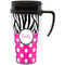 Zebra Print & Polka Dots Acrylic Travel Mug with Handle (Personalized)