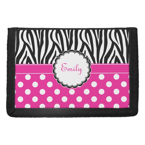 Custom Zebra Print & Polka Dots Trifold Wallet (Personalized)