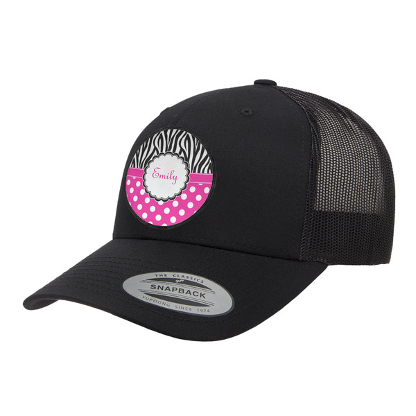 Custom Zebra Print & Polka Dots Trucker Hat - Black (Personalized)
