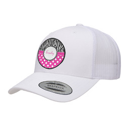 Zebra Print & Polka Dots Trucker Hat - White (Personalized)