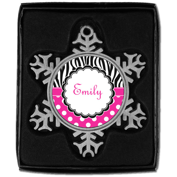 Zebra Print & Polka Dots Vintage Snowflake - In box