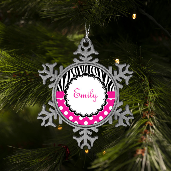 Zebra Print & Polka Dots Vintage Snowflake - (LIFESTYLE)