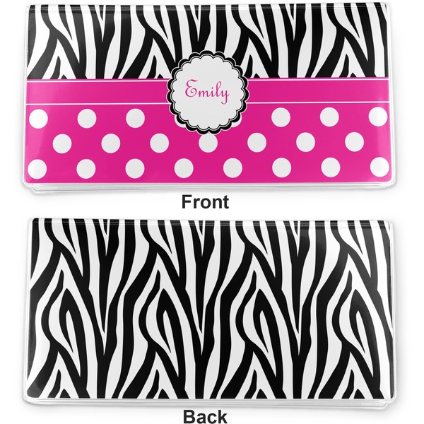 Zebra Print & Polka Dots Vinyl Check Book Cover - Front and Back