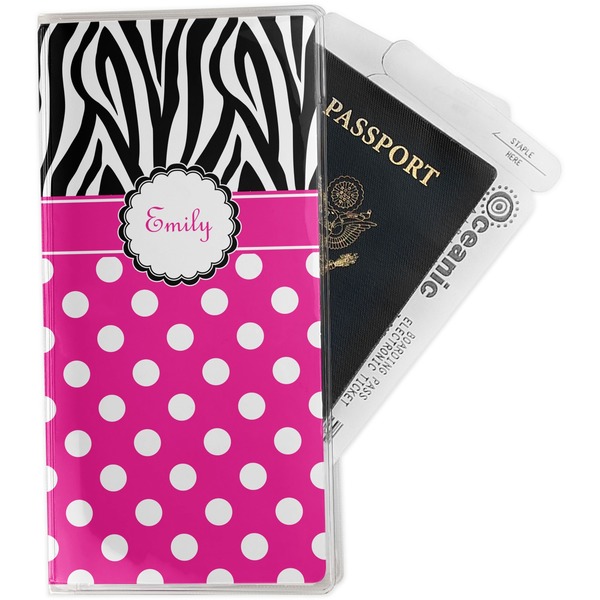 Custom Zebra Print & Polka Dots Travel Document Holder