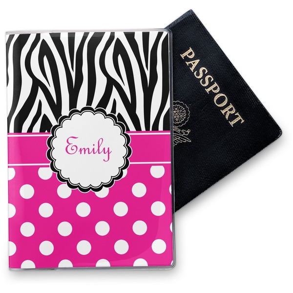 Custom Zebra Print & Polka Dots Vinyl Passport Holder (Personalized)