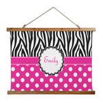 Zebra Print & Polka Dots Wall Hanging Tapestry - Wide (Personalized)