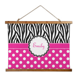 Zebra Print & Polka Dots Wall Hanging Tapestry - Wide (Personalized)