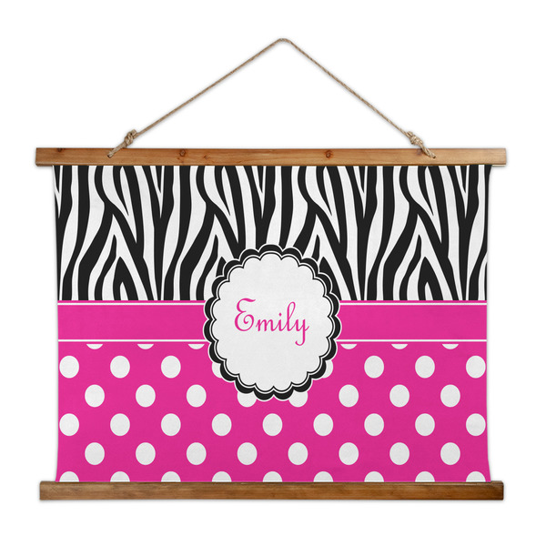 Custom Zebra Print & Polka Dots Wall Hanging Tapestry - Wide (Personalized)