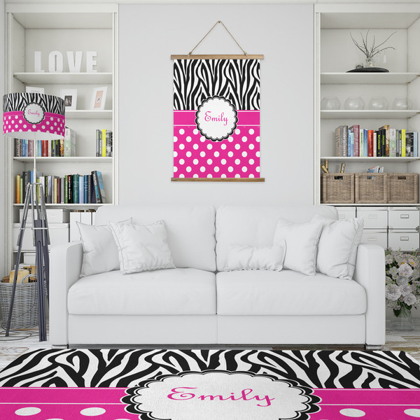 Zebra Print & Polka Dots Wall Hanging Tapestry - Portrait - IN CONTEXT