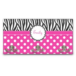 Zebra Print & Polka Dots Wall Mounted Coat Rack (Personalized)