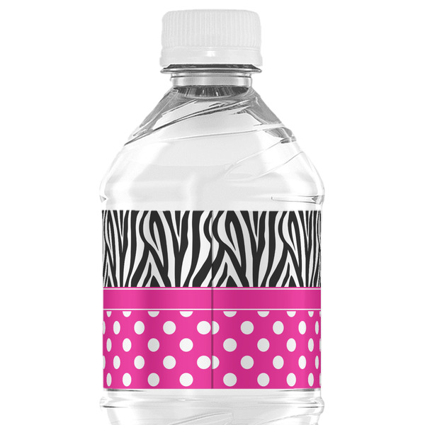 Zebra Print & Polka Dots Water Bottle Label - Back View