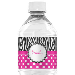 Zebra Print & Polka Dots Water Bottle Labels - Custom Sized (Personalized)