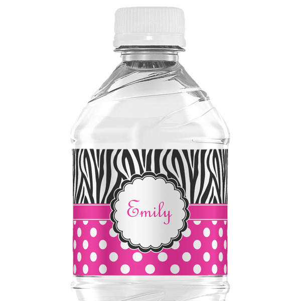 Custom Zebra Print & Polka Dots Water Bottle Labels - Custom Sized (Personalized)
