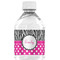 Zebra Print & Polka Dots Water Bottle Label - Single Front