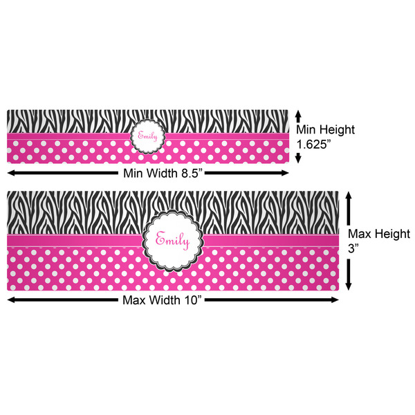 Zebra Print & Polka Dots Water Bottle Labels w/ Dimensions