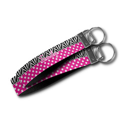 Zebra Print & Polka Dots Wristlet Webbing Keychain Fob (Personalized)