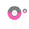 Zebra Print & Polka Dots White Plastic 4" Food Pick - Round - Closeup
