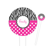 Zebra Print & Polka Dots Round Plastic Food Picks (Personalized)