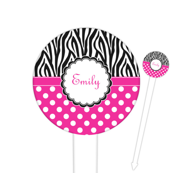 Custom Zebra Print & Polka Dots Round Plastic Food Picks (Personalized)