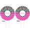 Zebra Print & Polka Dots White Plastic 6" Food Pick - Round - Double Sided - Front & Back