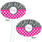 Zebra Print & Polka Dots White Plastic 7" Stir Stick - Double Sided - Oval - Front & Back