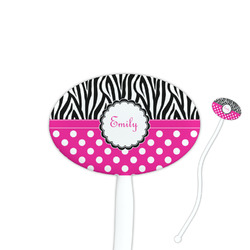 Zebra Print & Polka Dots Oval Plastic Stir Sticks (Personalized)