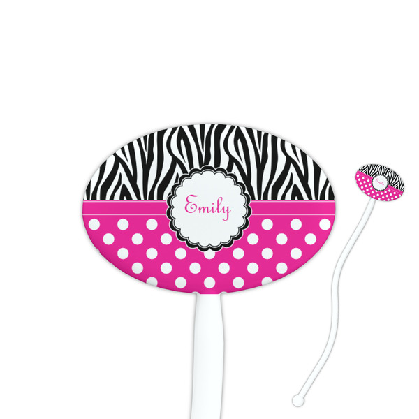 Custom Zebra Print & Polka Dots Oval Plastic Stir Sticks (Personalized)