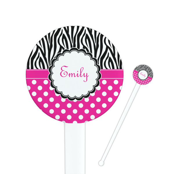 Custom Zebra Print & Polka Dots Round Plastic Stir Sticks (Personalized)