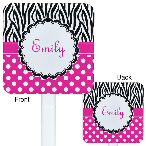 Zebra Print & Polka Dots White Plastic Stir Stick - Double Sided - Approval