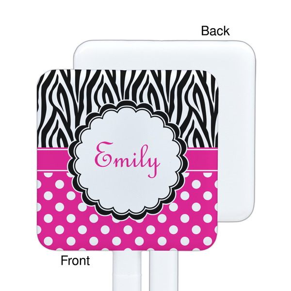 Zebra Print & Polka Dots White Plastic Stir Stick - Single Sided - Square - Approval