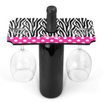 Zebra Print & Polka Dots Wine Bottle & Glass Holder (Personalized)