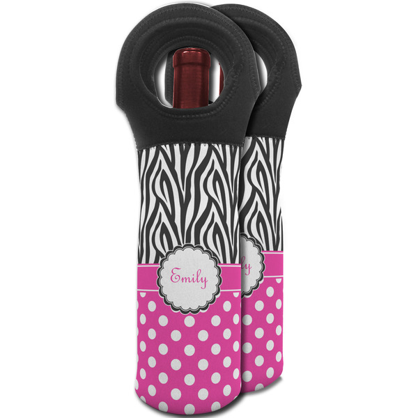 Zebra Print & Polka Dots Wine Tote Bag - MAIN