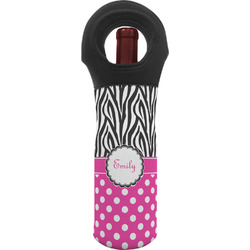 Zebra Print & Polka Dots Wine Tote Bag (Personalized)