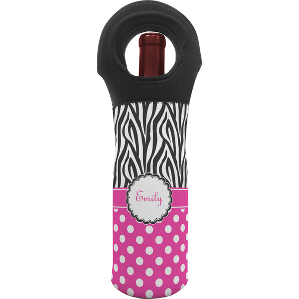 Custom Zebra Print & Polka Dots Wine Tote Bag (Personalized)