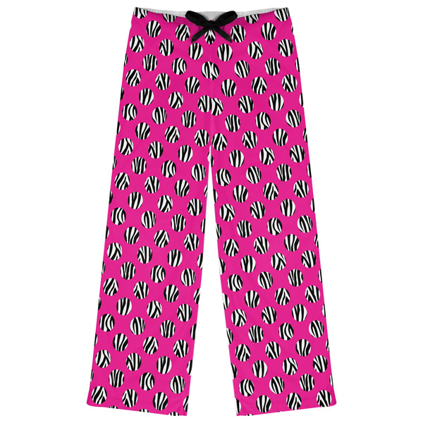 Custom Zebra Print & Polka Dots Womens Pajama Pants - S
