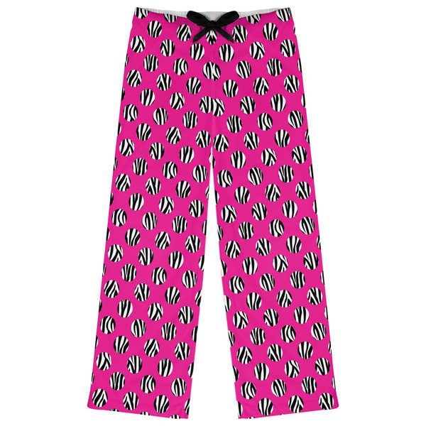 Custom Zebra Print & Polka Dots Womens Pajama Pants - S