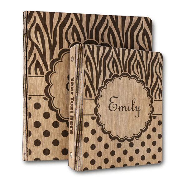 Custom Zebra Print & Polka Dots Wood 3-Ring Binder (Personalized)