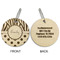 Zebra Print & Polka Dots Wood Luggage Tags - Round - Approval