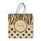 Zebra Print & Polka Dots Wood Luggage Tags - Square - Front/Main
