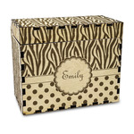Zebra Print & Polka Dots Wood Recipe Box - Laser Engraved (Personalized)