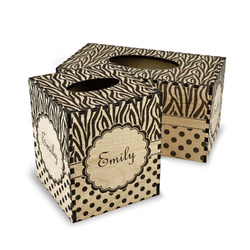 Zebra Print & Polka Dots Wood Tissue Box Cover (Personalized)