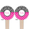 Zebra Print & Polka Dots Wooden 4" Food Pick - Round - Double Sided - Front & Back