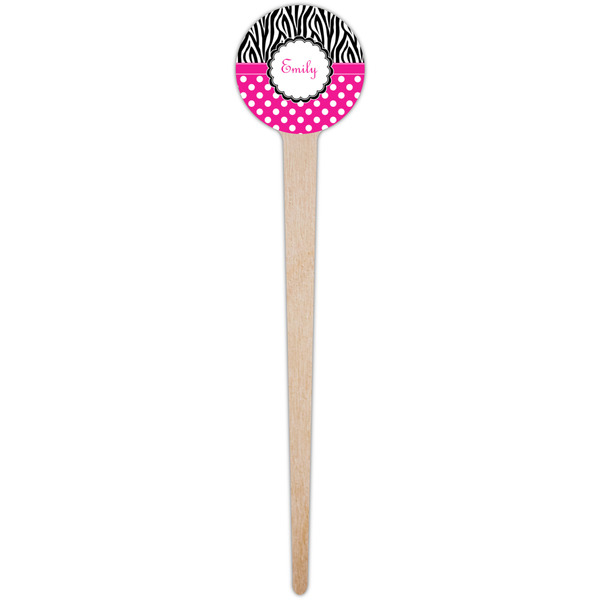 Zebra Print & Polka Dots Wooden 4" Food Pick - Round - Single Pick