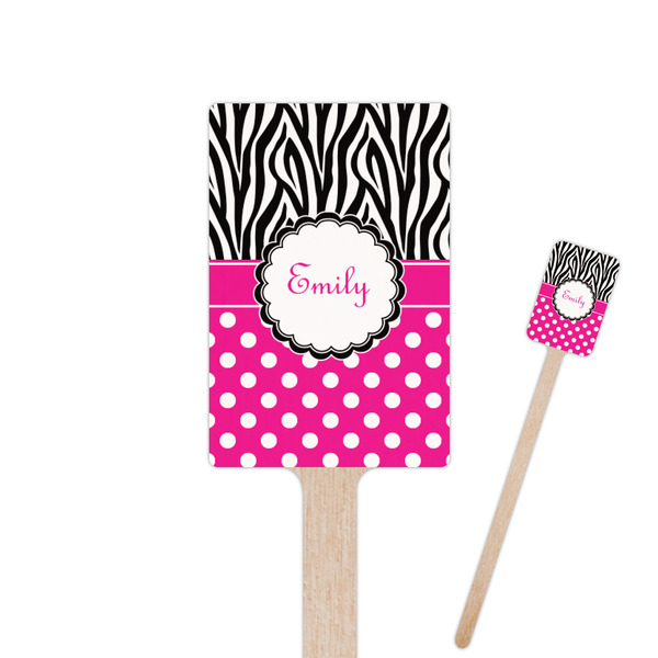 Custom Zebra Print & Polka Dots Rectangle Wooden Stir Sticks (Personalized)