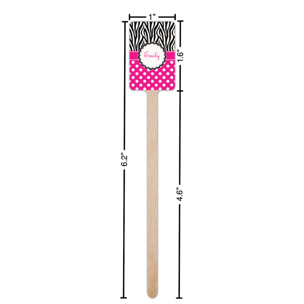Zebra Print & Polka Dots Wooden 6.25" Stir Stick - Rectangular - Dimensions