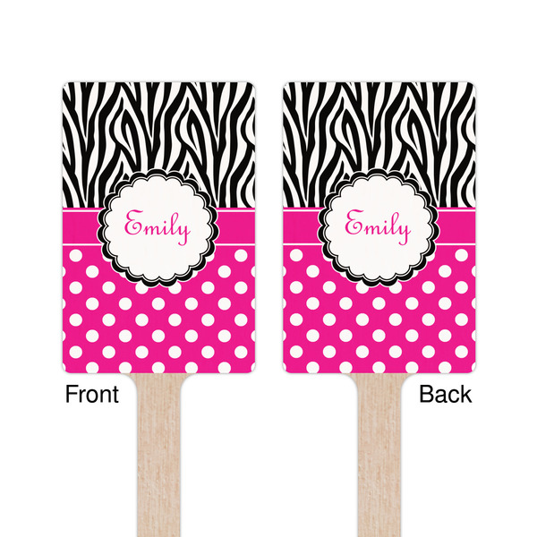 Zebra Print & Polka Dots Wooden 6.25" Stir Stick - Rectangular - Double Sided - Front & Back