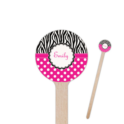 Zebra Print & Polka Dots Round Wooden Stir Sticks (Personalized)